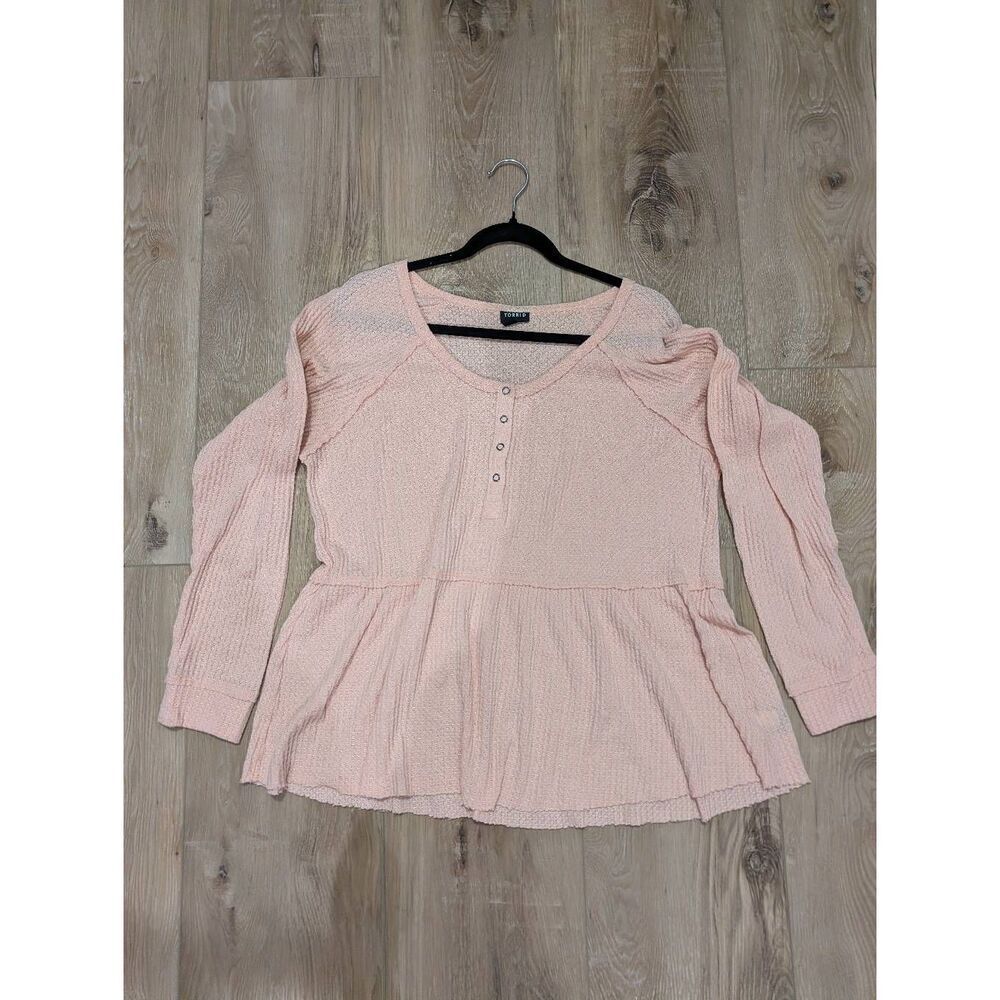 Torrid Pink Peplum Long Sleeve Thermal Size 1XL